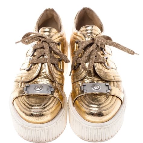 chanel gold shoes|Chanel sneakers gold.